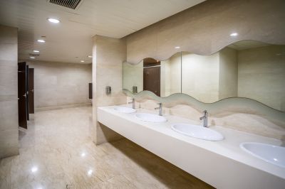 Backlit Mirror in Contemporary Bathroom